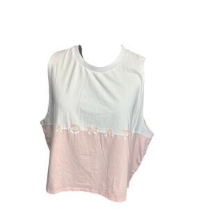 MONAT Colorblock Muscle Crop Top XL White Pink Sleeveless Baggy Fit